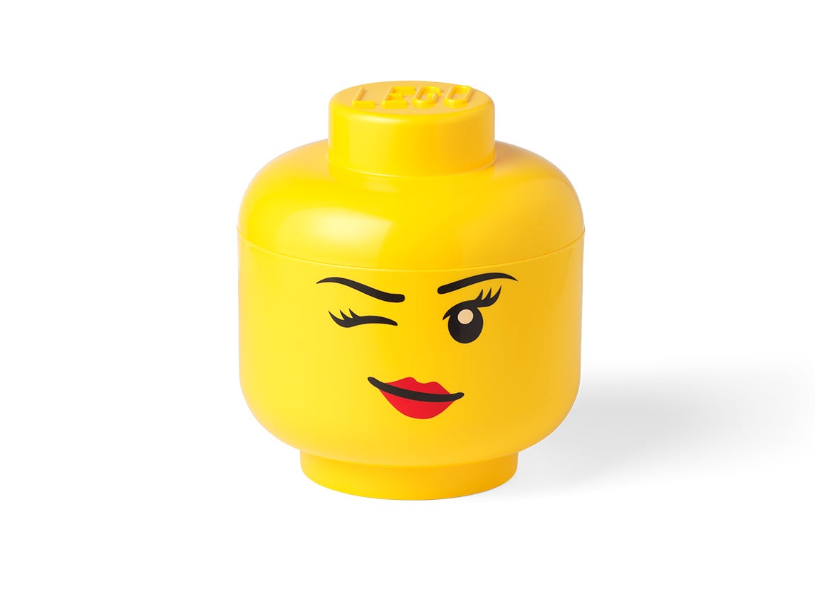 LEGO Cabeza para almacenamiento (pequeña, guiño)