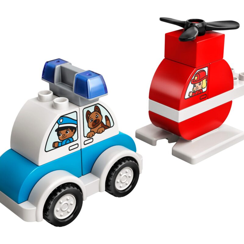 LEGO Helicóptero de Bomberos y Coche de Policía