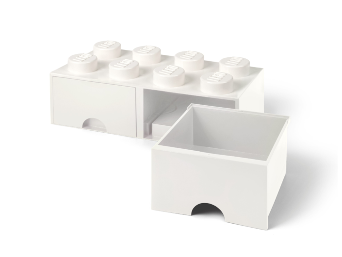 LEGO Ladrillo de 8 espigas con cajón (blanco)