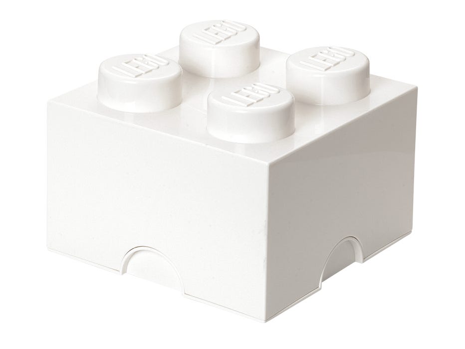LEGO Ladrillo de almacenamiento de 4 espigas (blanco)