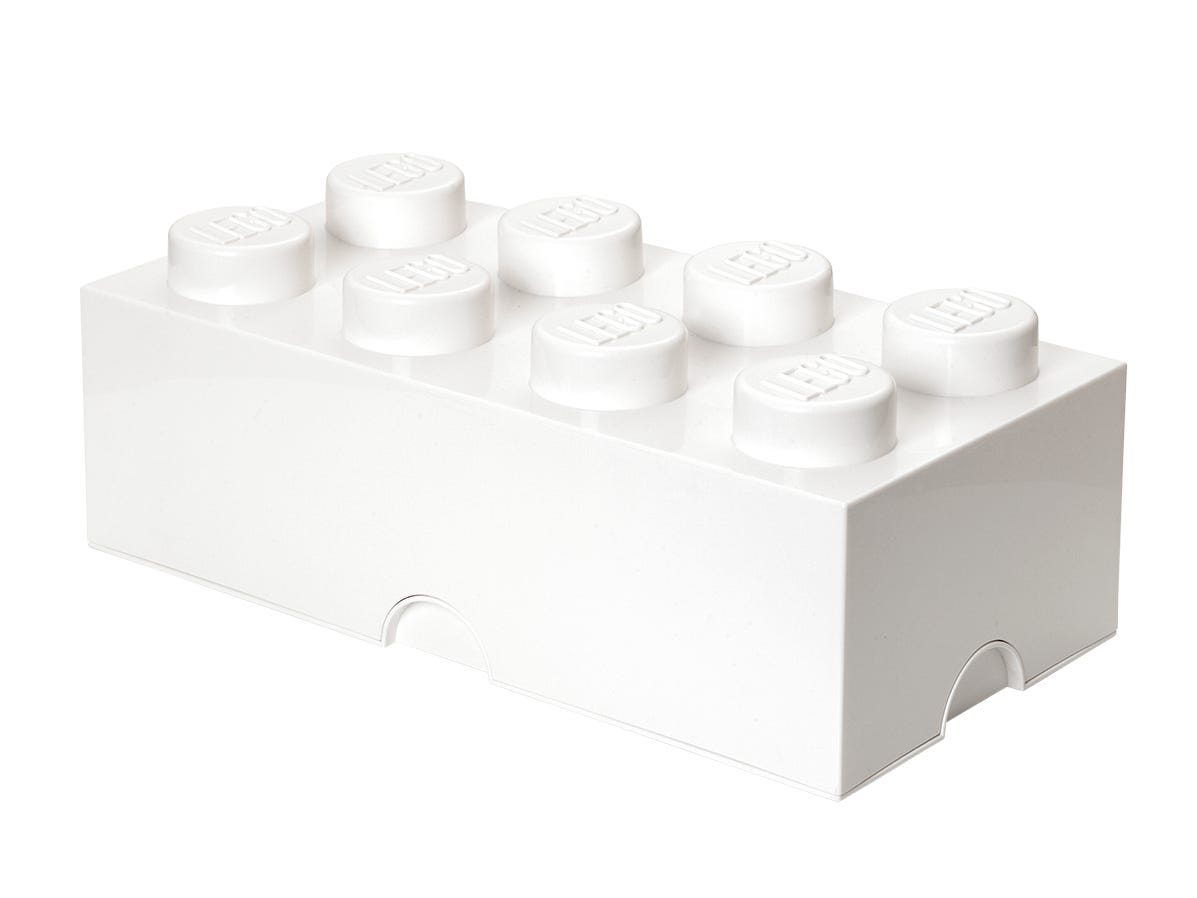 LEGO Ladrillo de almacenamiento de 8 espigas (blanco)